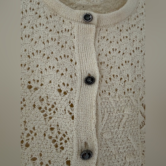 Zara Cream Crochet-Style Button Cardigan - Picture 2 of 7